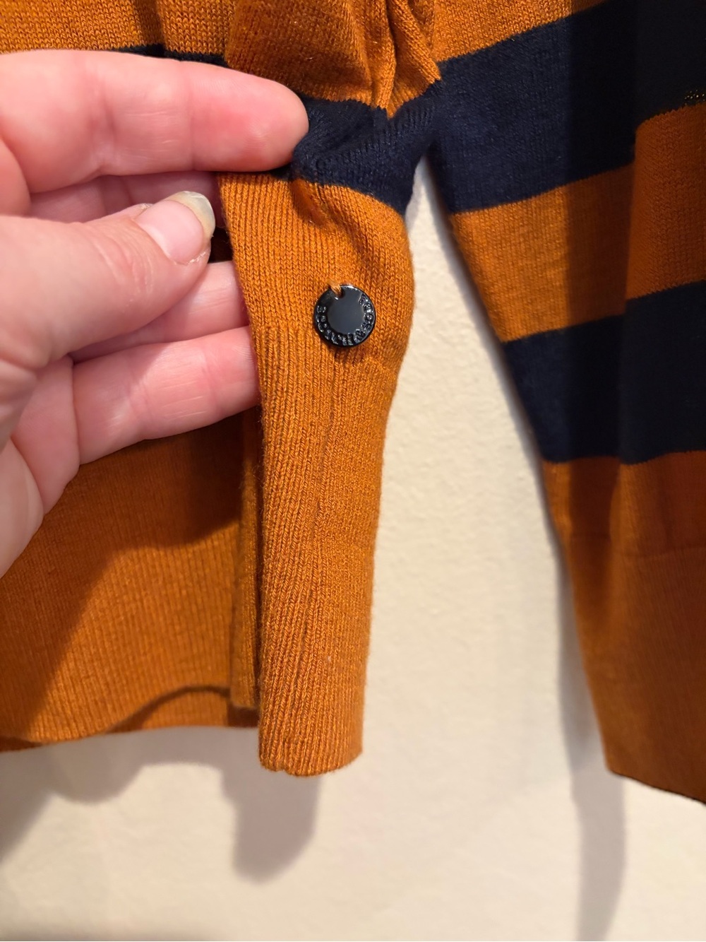 Scotch & Soda Rust & Navy Striped Crewneck Sweater, Lightweight, Viscose Blend - Picture 7 of 9